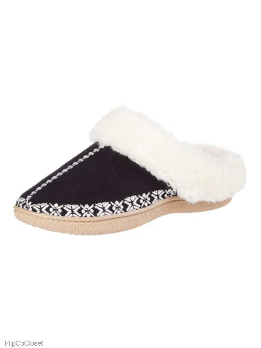 Embroidered Microsuede Clog Slippers Memory Foam Indoor Outdoor